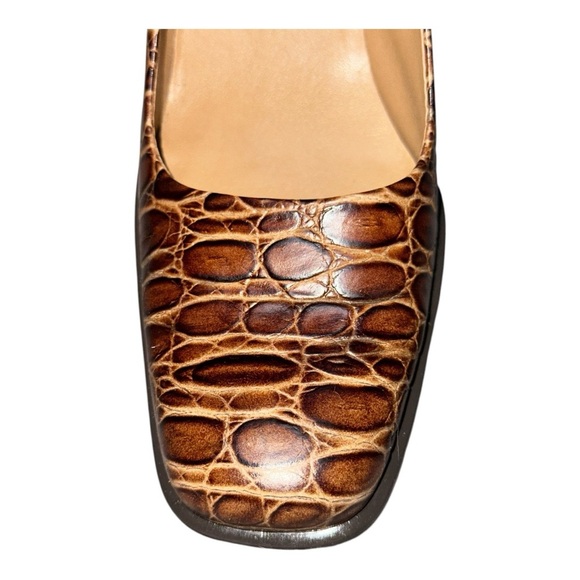 Vintage 90s/Y2K Franco Sarto Square Toe Snake Skin Leather Block Heels Women’s 9 - Picture 9 of 12